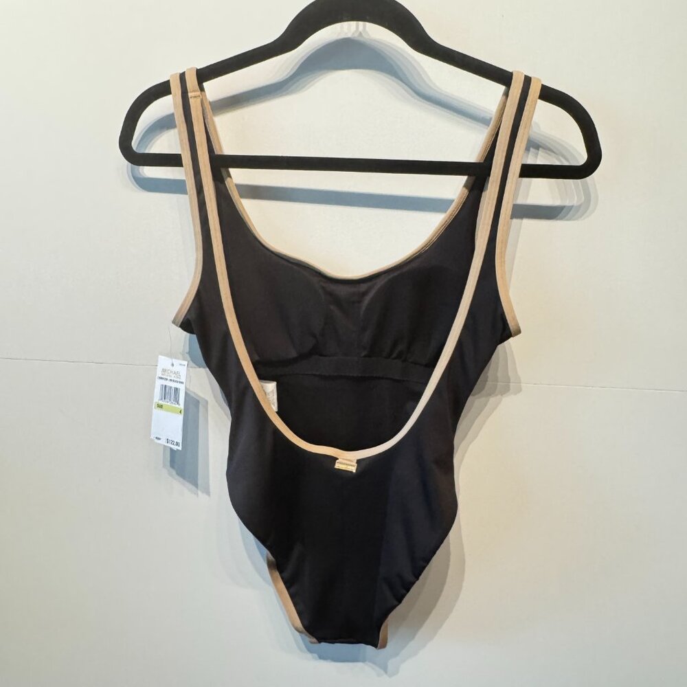 NWT Michael Kors Black Khaki One Piece Swimsuit - Picture 3 of 9